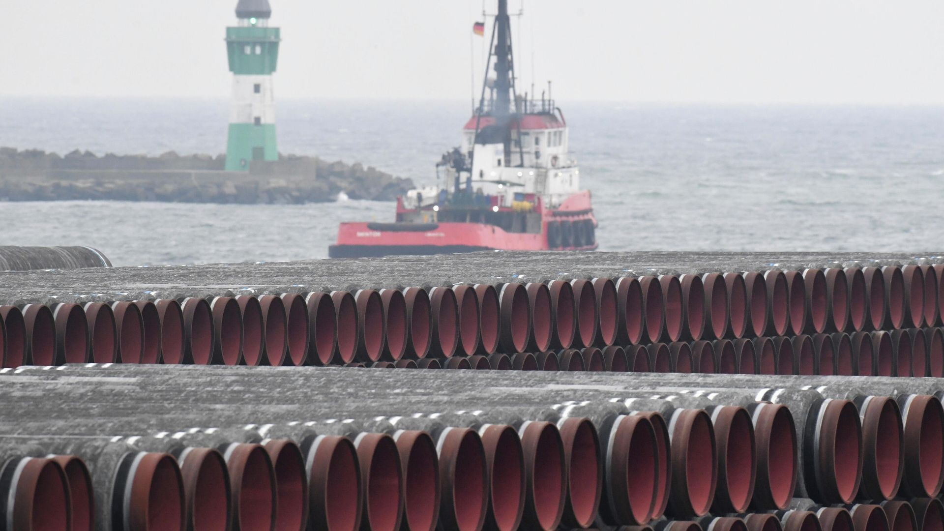 Трубы для строительства газопровода Nord Stream 2 в порту Мукран, Германия - РИА Новости, 1920, 16.12.2020