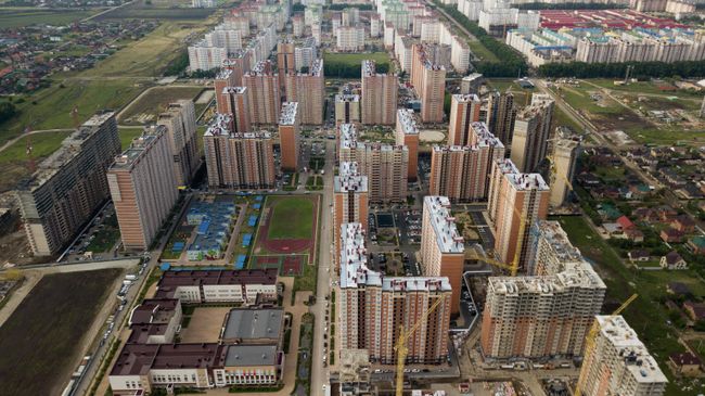 Строительство жилых домов в микрорайоне Губернский в Краснодаре