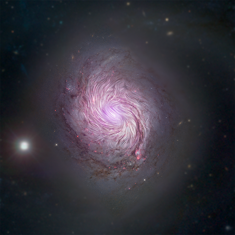 Магнитные поля спиральной галактики NGC 1068 (M77) в созвездии Кит Магнитные поля спиральной галактики NGC 1068 (M77) в созвездии Кит