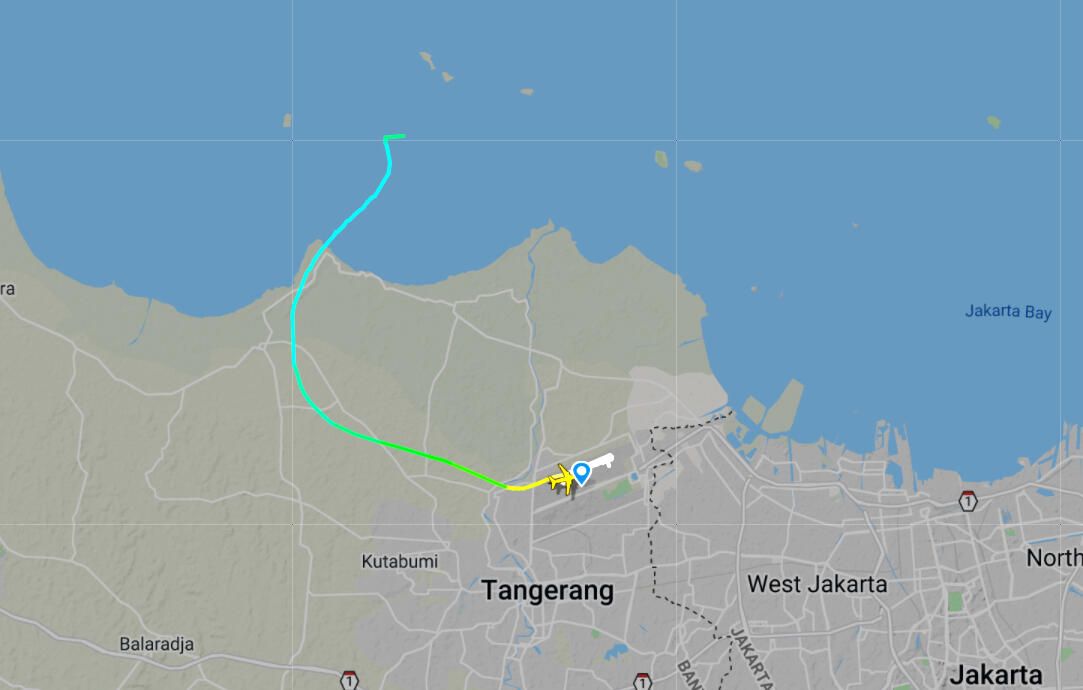 Маршрут рейса SJ182, с которым потеряна связь, на Flightradar Маршрут рейса SJ182, с которым потеряна связь, на Flightradar - РИА Новости, 1920, 09.01.2021