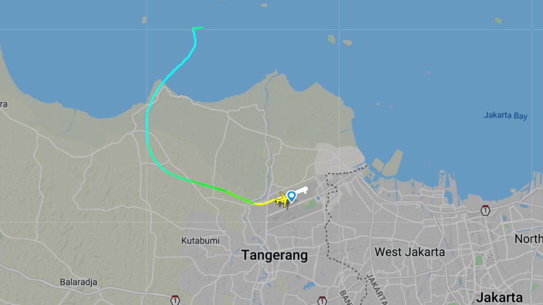 Маршрут рейса SJ182, с которым потеряна связь, на Flightradar Маршрут рейса SJ182, с которым потеряна связь, на Flightradar - РИА Новости, 1920, 09.01.2021