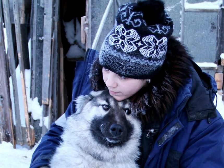 Руководитель приюта для животных на Чукотке Елена Веселова и собака Дарик Руководитель приюта для животных на Чукотке Елена Веселова и собака Дарик - РИА Новости, 1920, 21.01.2021