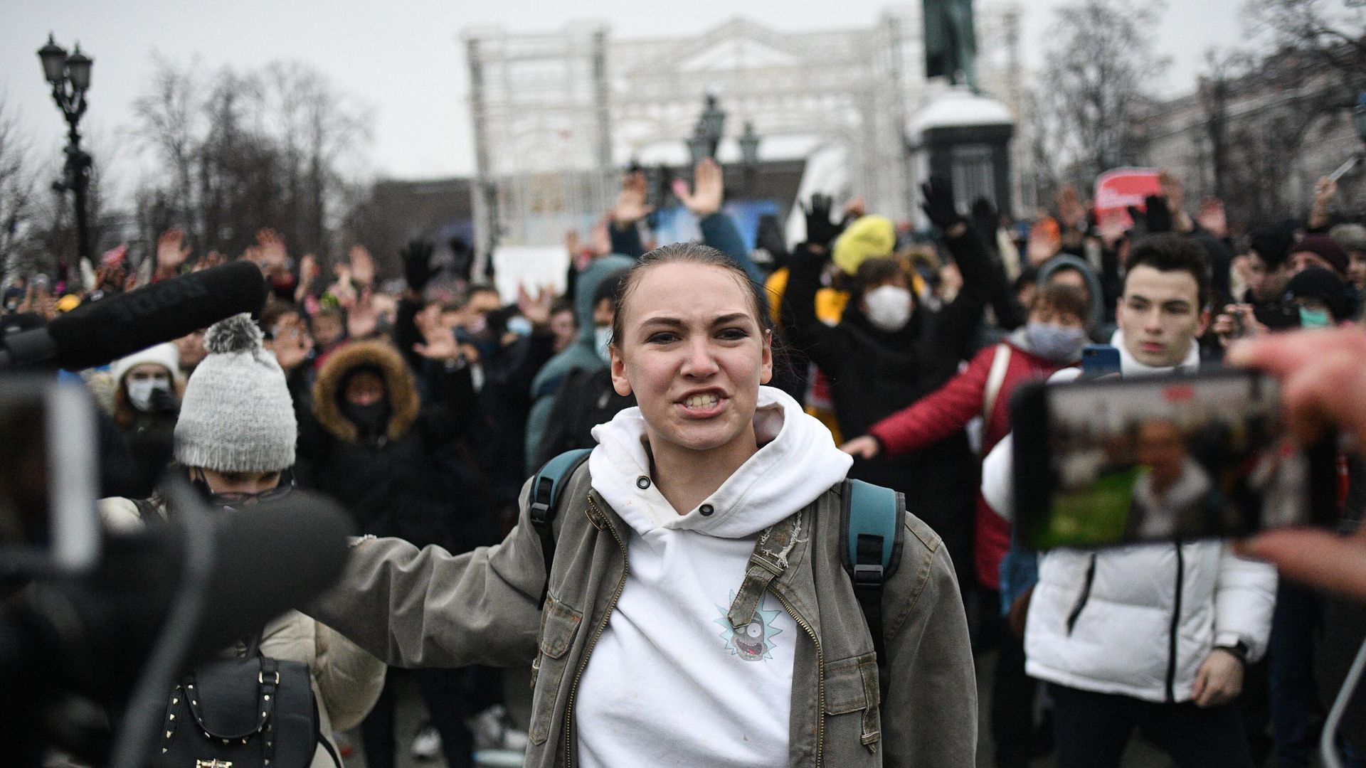 Участники несанкционированной акции сторонников Алексея Навального на Пушкинской площади в Москве Участники несанкционированной акции сторонников Алексея Навального на Пушкинской площади в Москве - РИА Новости, 1920, 23.01.2021