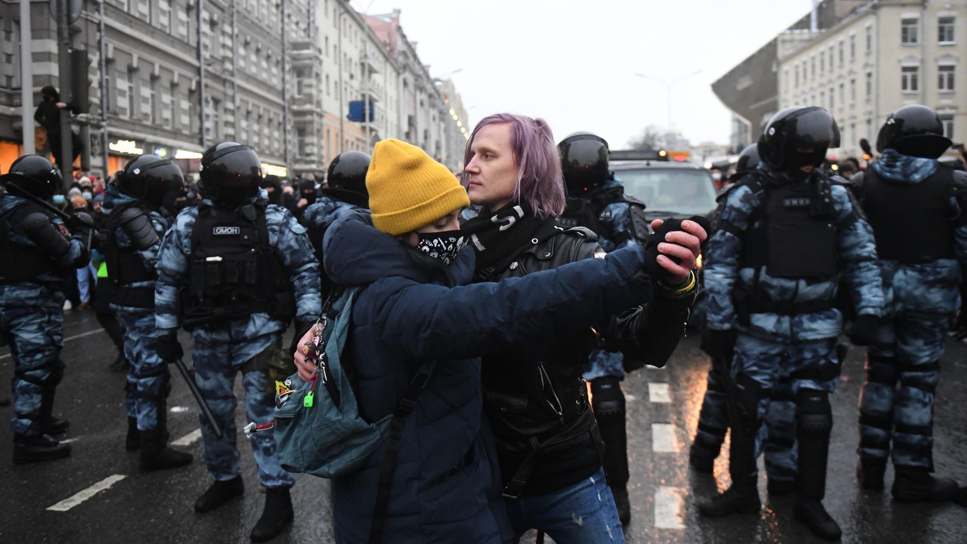 Участники несанкционированной акции сторонников Алексея Навального в Москве Участники несанкционированной акции сторонников Алексея Навального в Москве - РИА Новости, 1920, 29.01.2021