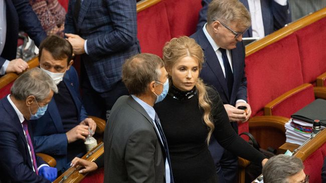 Лидер партии Батькивщина Юлия Тимошенко на заседании первой пленарной сессии Верховной рады Украины в 2021 году