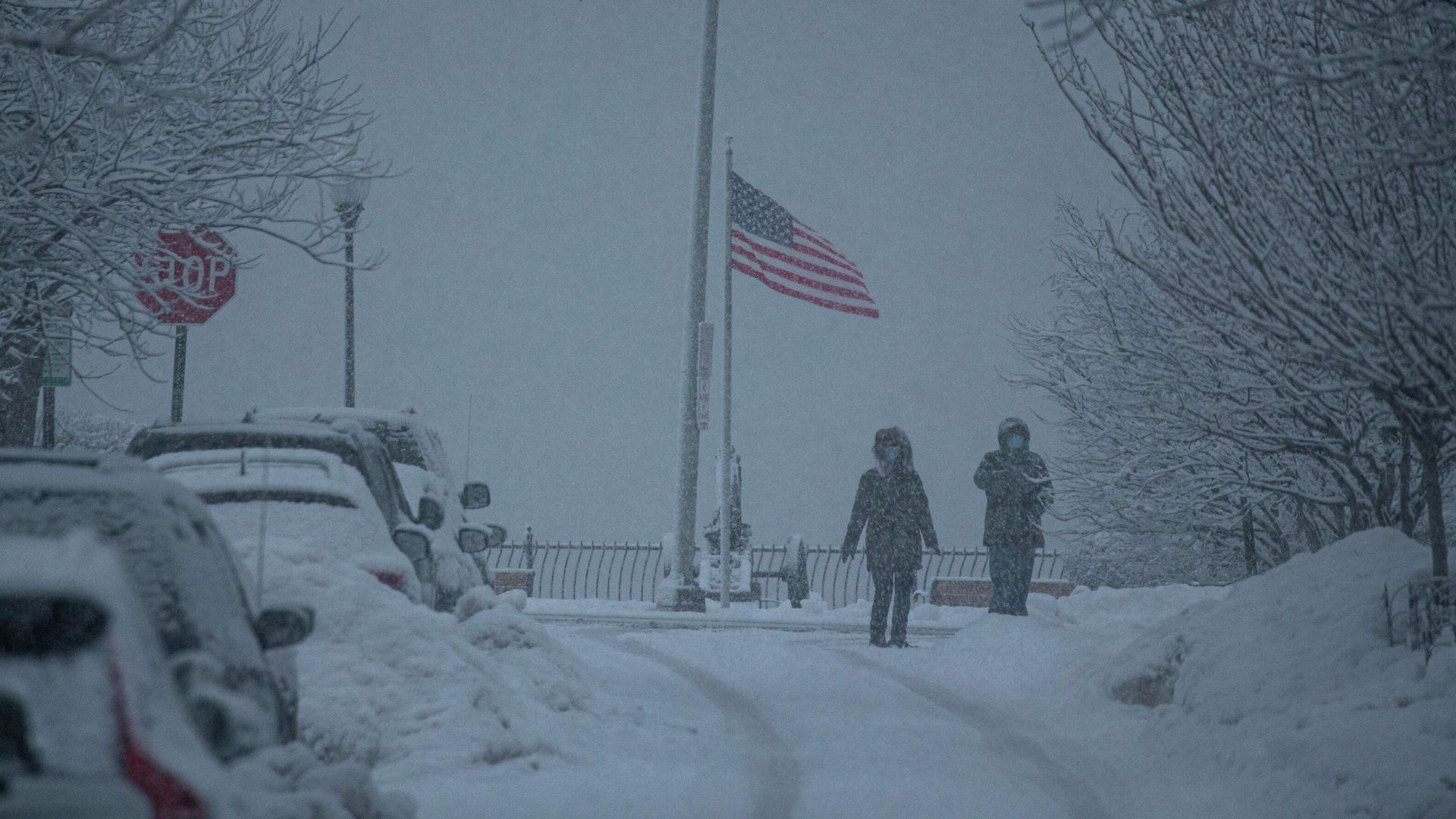 Снегопад в городе Северный Берген, штат Нью-Джерси, США. 7 февраля 2021 Снегопад в городе Северный Берген, штат Нью-Джерси, США. 7 февраля 2021 - РИА Новости, 1920, 08.02.2021
