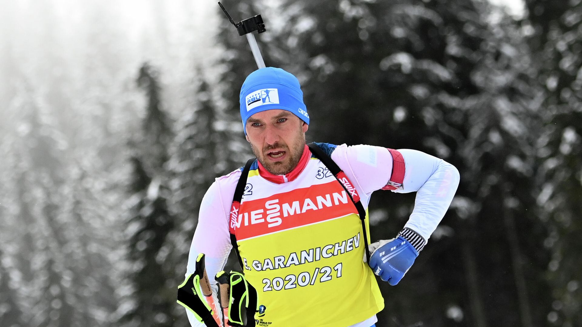 Евгений Гараничев (Россия) на тренировке перед началом соревнований на чемпионате мира по биатлону 2021 в словенской Поклюке. - РИА Новости, 1920, 09.02.2021
