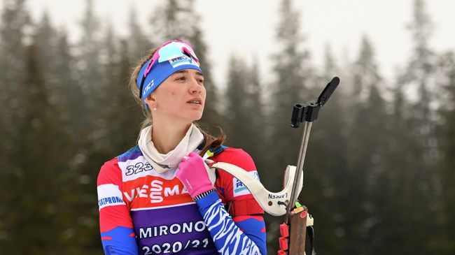 Светлана Миронова (Россия) на тренировке перед началом соревнований на чемпионате мира по биатлону 2021 в словенской Поклюке.