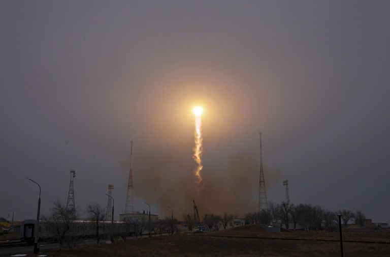 Запуск ракеты-носителя Союз-2.1а с грузовым кораблем Прогресс МС-16 c космодрома Байконур