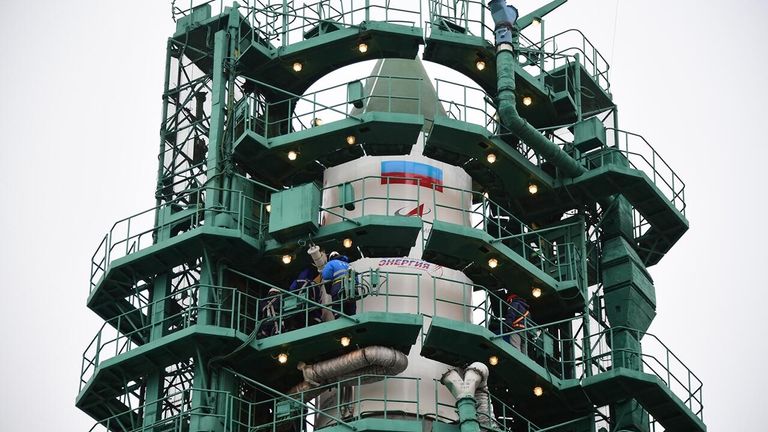 Подготовка к запуску ракеты-носителя Союз-2.1а с грузовым кораблем Прогресс МС-16 c космодрома Байконур Подготовка к запуску ракеты-носителя Союз-2.1а с грузовым кораблем Прогресс МС-16 c космодрома Байконур