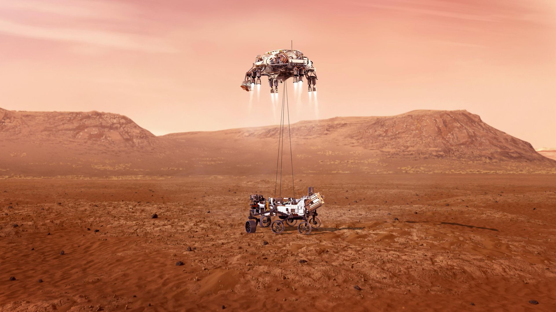 Художественное изображение момента посадки марсохода NASA Персеверанс Художественное изображение момента посадки марсохода NASA Персеверанс - РИА Новости, 1920, 18.02.2021