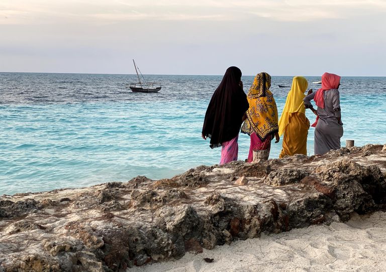 Женщины на берегу острова Занзибар. Женщины на берегу острова Занзибар.
