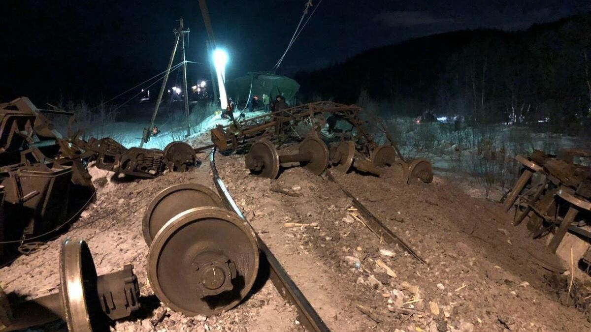 Место схода вагонов в Могочинском районе Забайкальского края Место схода вагонов в Могочинском районе Забайкальского края - РИА Новости, 1920, 08.03.2021