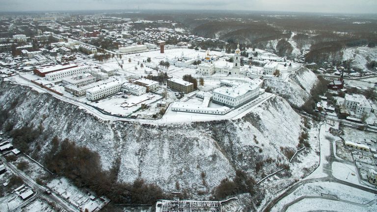 Вид на тобольский кремль с высоты птичьего полета Вид на тобольский кремль с высоты птичьего полета