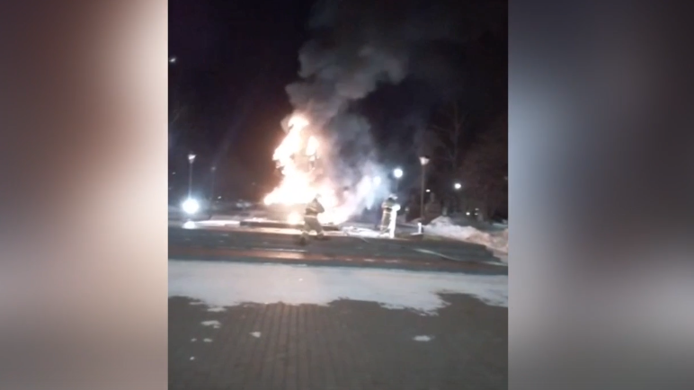 Охваченный пламенем памятник в городе Заинск Охваченный пламенем памятник в городе Заинск - РИА Новости, 1920, 16.03.2021