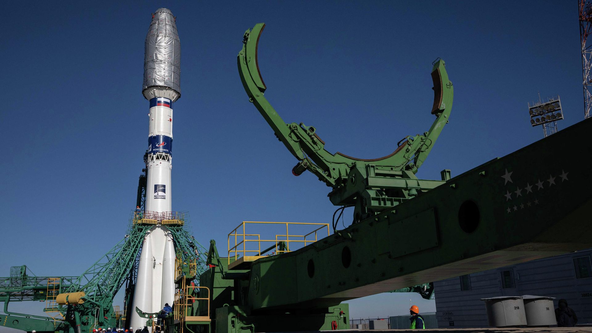 Ракета-носитель Союз-2.1а с разгонным блоком Фрегат на стартовой площадке космодрома Байконур Ракета-носитель Союз-2.1а с разгонным блоком Фрегат на стартовой площадке космодрома Байконур - РИА Новости, 1920, 14.07.2021
