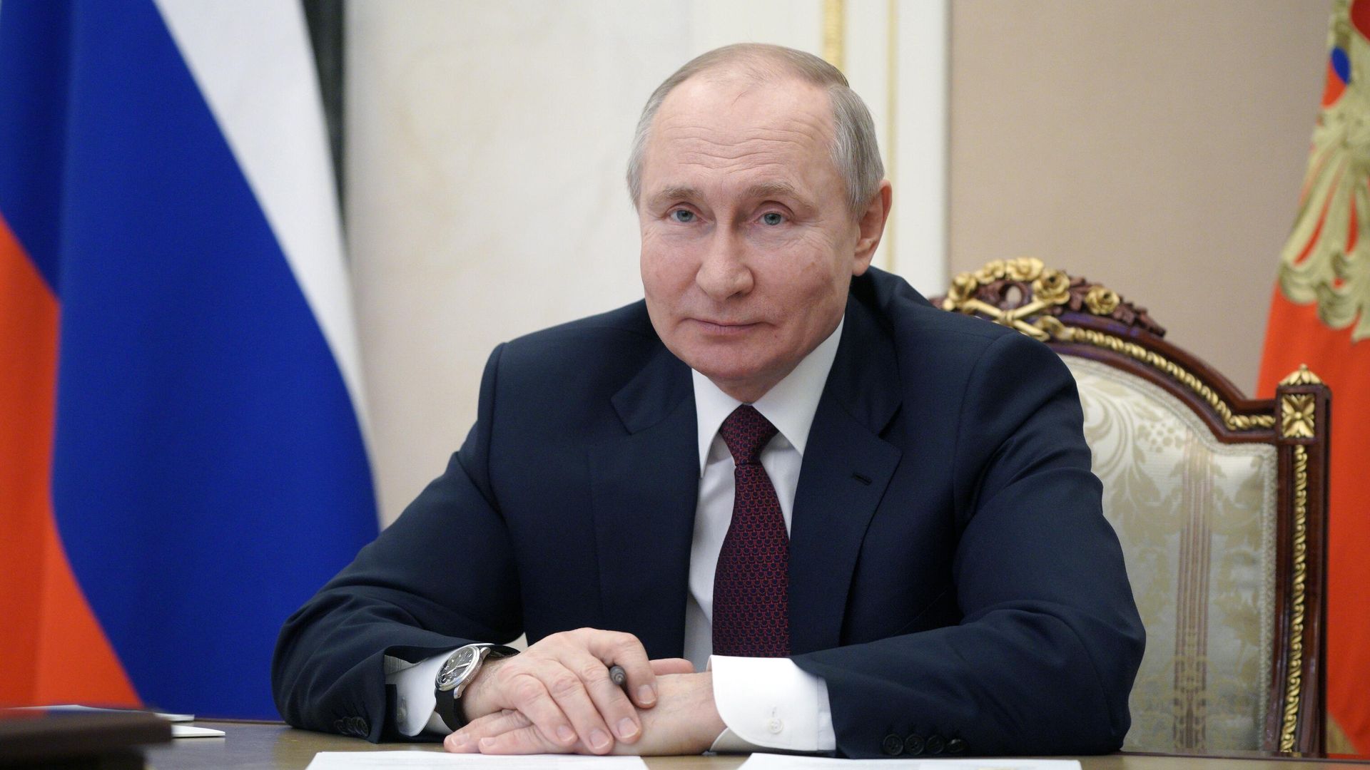Президент РФ Владимир Путин во время встречи в режиме видеоконференции с общественностью Республики Крым и Севастополя Президент РФ Владимир Путин во время встречи в режиме видеоконференции с общественностью Республики Крым и Севастополя - РИА Новости, 1920, 18.03.2021