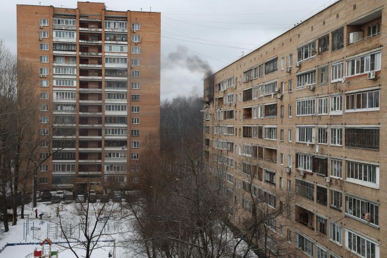 Последствия взрыва в жилом доме на улице Зеленой в Химках