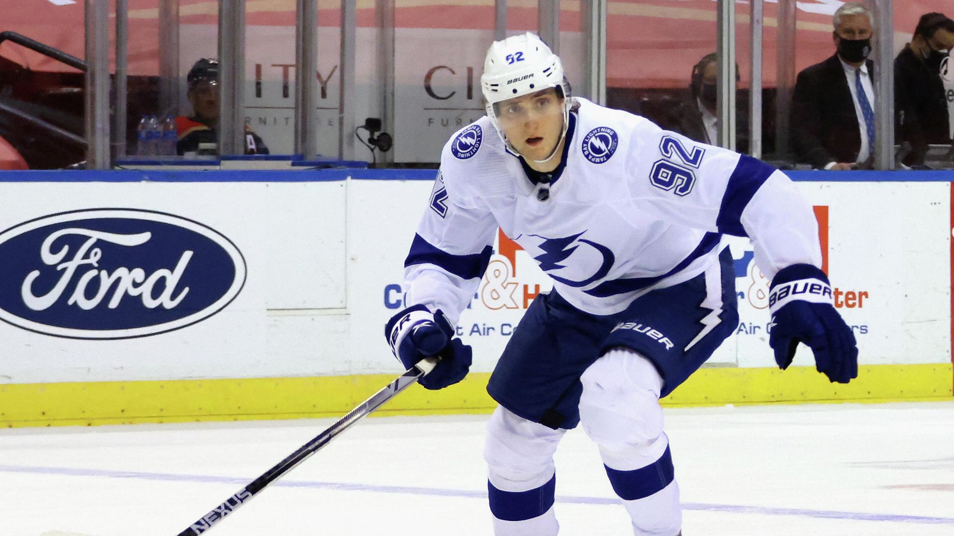 SUNRISE, FLORIDA - FEBRUARY 13: Alexander Volkov #92 of the Tampa Bay Lightning skates against the Florida Panthers at the BB&T Center on February 13, 2021 in Sunrise, Florida. Bruce Bennett/Getty Images/AFP (Photo by BRUCE BENNETT / GETTY IMAGES NORTH AMERICA / Getty Images via AFP) SUNRISE, FLORIDA - FEBRUARY 13: Alexander Volkov #92 of the Tampa Bay Lightning skates against the Florida Panthers at the BB&T Center on February 13, 2021 in Sunrise, Florida. Bruce Bennett/Getty Images/AFP (Photo by BRUCE BENNETT / GETTY IMAGES NORTH AMERICA / Getty Images via AFP) - РИА Новости, 1920, 25.03.2021