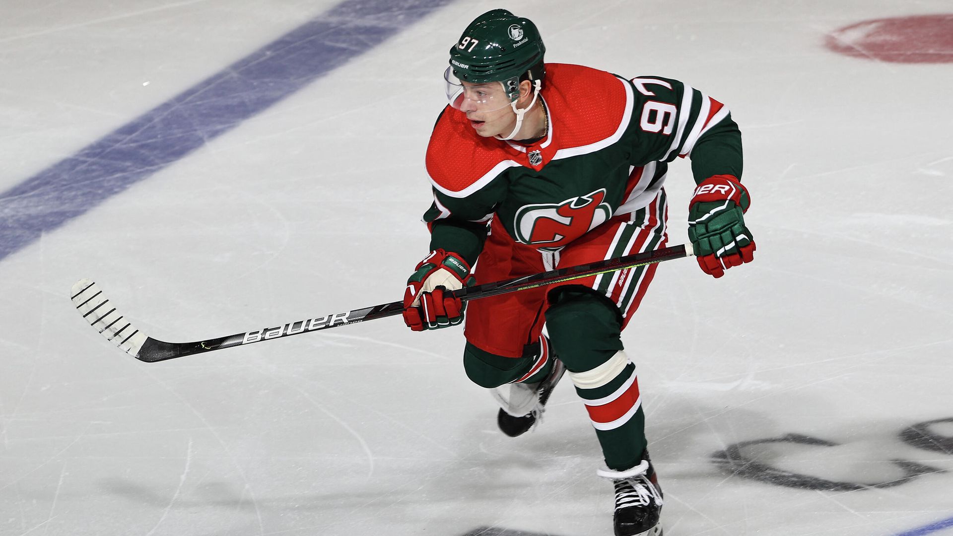 NEWARK, NEW JERSEY - MARCH 06: Nikita Gusev #97 of the New Jersey Devils skates in the first period against the New York Rangers at Prudential Center on March 06, 2021 in Newark, New Jersey.A limited number of fans are in attendance due to COVID-19 restrictions. Elsa/Getty Images/AFP (Photo by ELSA / GETTY IMAGES NORTH AMERICA / Getty Images via AFP) NEWARK, NEW JERSEY - MARCH 06: Nikita Gusev #97 of the New Jersey Devils skates in the first period against the New York Rangers at Prudential Center on March 06, 2021 in Newark, New Jersey.A limited number of fans are in attendance due to COVID-19 restrictions. Elsa/Getty Images/AFP (Photo by ELSA / GETTY IMAGES NORTH AMERICA / Getty Images via AFP) - РИА Новости, 1920, 02.04.2021