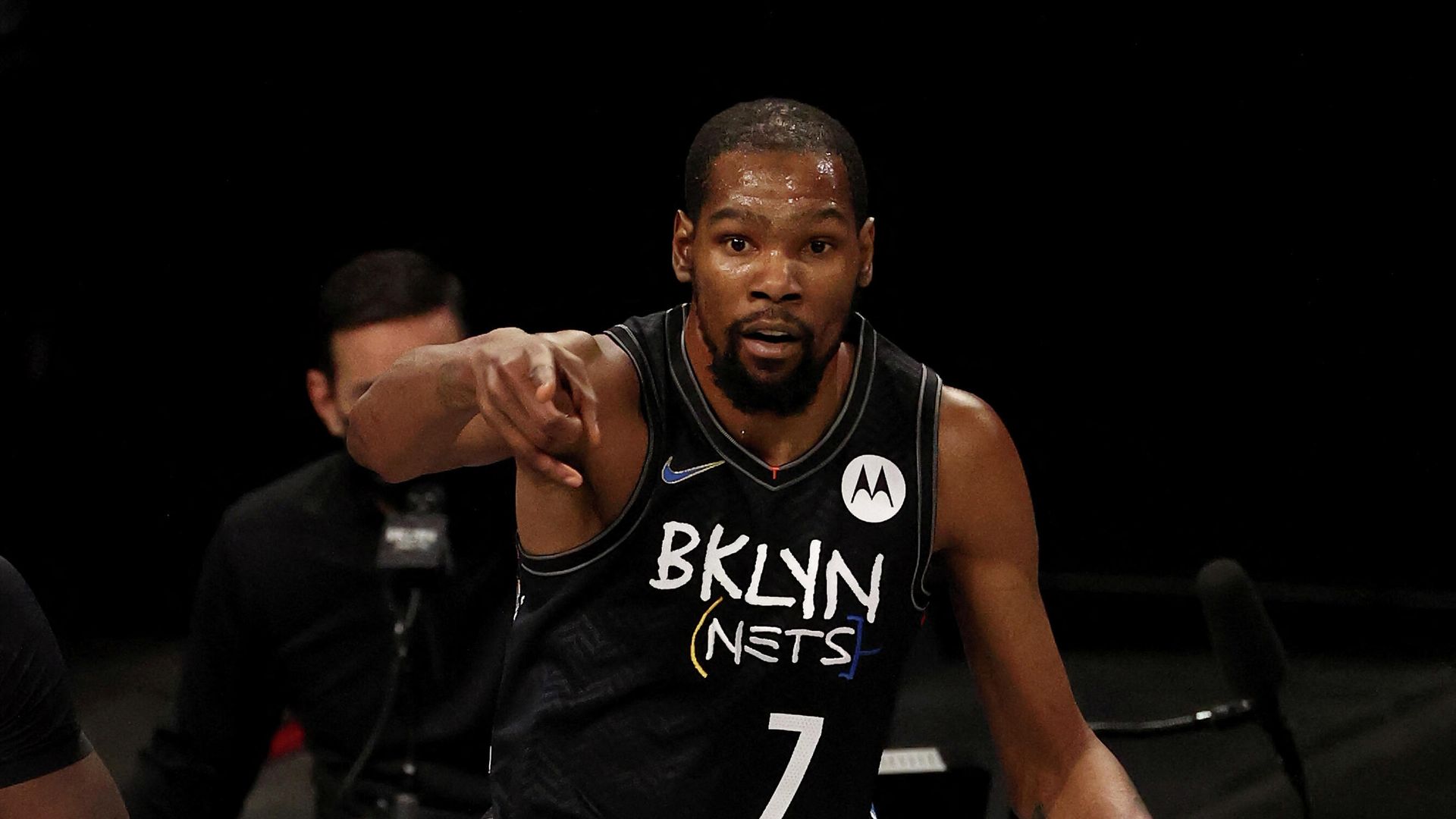 NEW YORK, NEW YORK - FEBRUARY 05: Kevin Durant #7 of the Brooklyn Nets celebrates his three point shot in the second quarter against the Toronto Raptors at Barclays Center on February 05, 2021 in New York City. NOTE TO USER: User expressly acknowledges and agrees that, by downloading and or using this photograph, User is consenting to the terms and conditions of the Getty Images License Agreement. Elsa/Getty Images/AFP (Photo by ELSA / GETTY IMAGES NORTH AMERICA / Getty Images via AFP) NEW YORK, NEW YORK - FEBRUARY 05: Kevin Durant #7 of the Brooklyn Nets celebrates his three point shot in the second quarter against the Toronto Raptors at Barclays Center on February 05, 2021 in New York City. NOTE TO USER: User expressly acknowledges and agrees that, by downloading and or using this photograph, User is consenting to the terms and conditions of the Getty Images License Agreement. Elsa/Getty Images/AFP (Photo by ELSA / GETTY IMAGES NORTH AMERICA / Getty Images via AFP) - РИА Новости, 1920, 02.04.2021