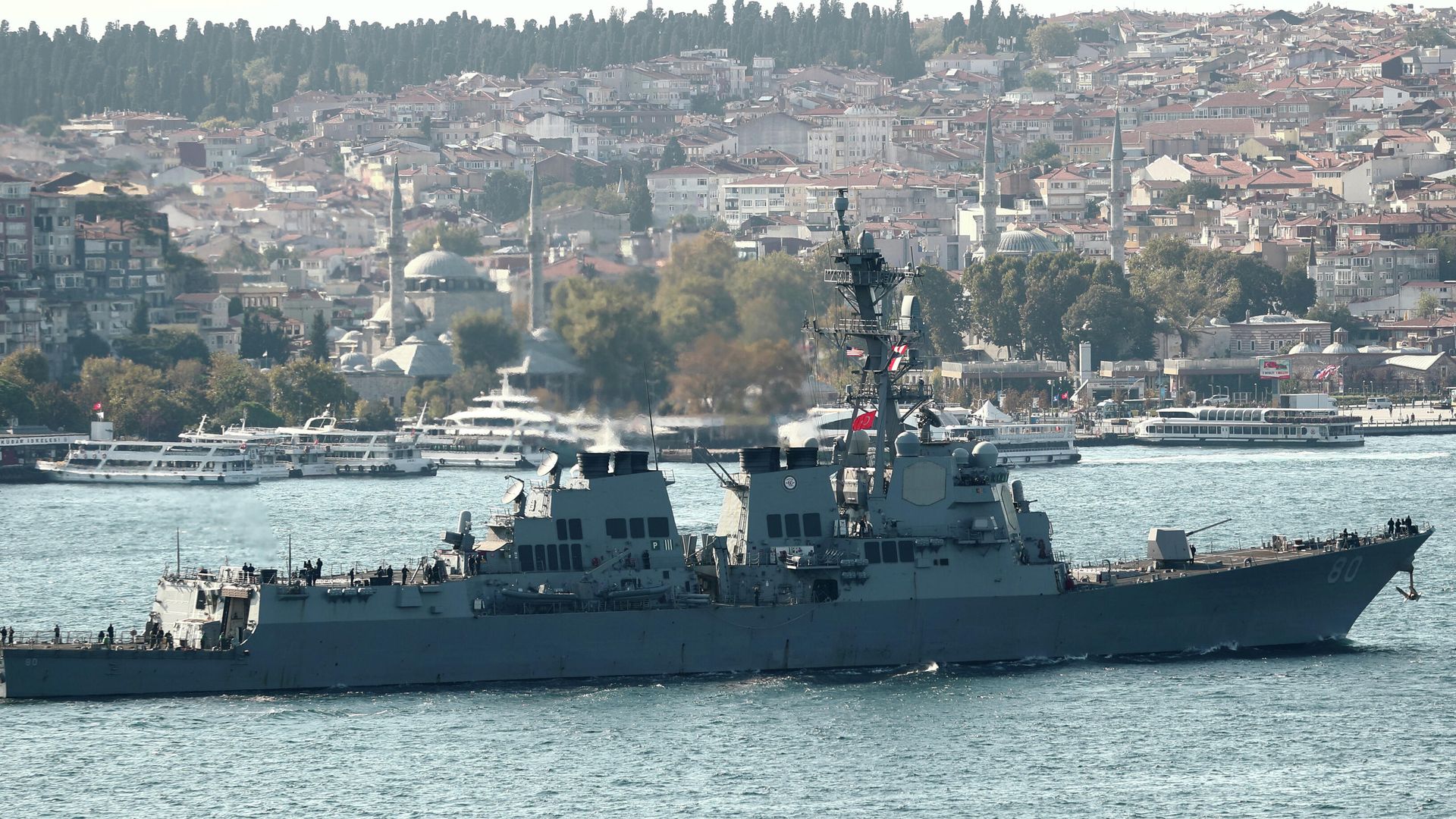 Эсминец ВМС США USS Roosevelt в проливе Босфор Эсминец ВМС США USS Roosevelt в проливе Босфор - РИА Новости, 1920, 14.04.2021