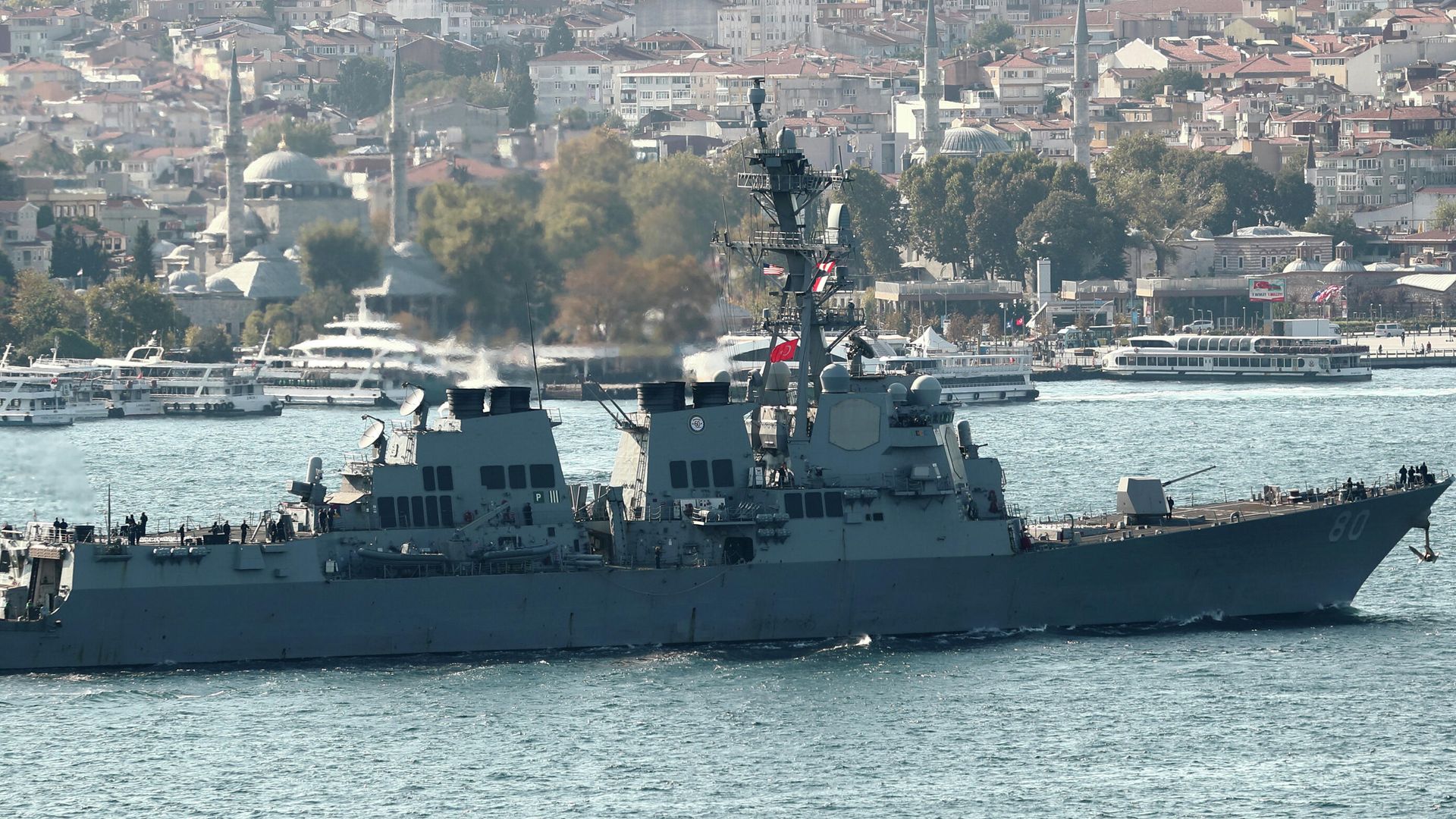 Эсминец ВМС США USS Roosevelt в проливе Босфор Эсминец ВМС США USS Roosevelt в проливе Босфор - РИА Новости, 1920, 14.04.2021