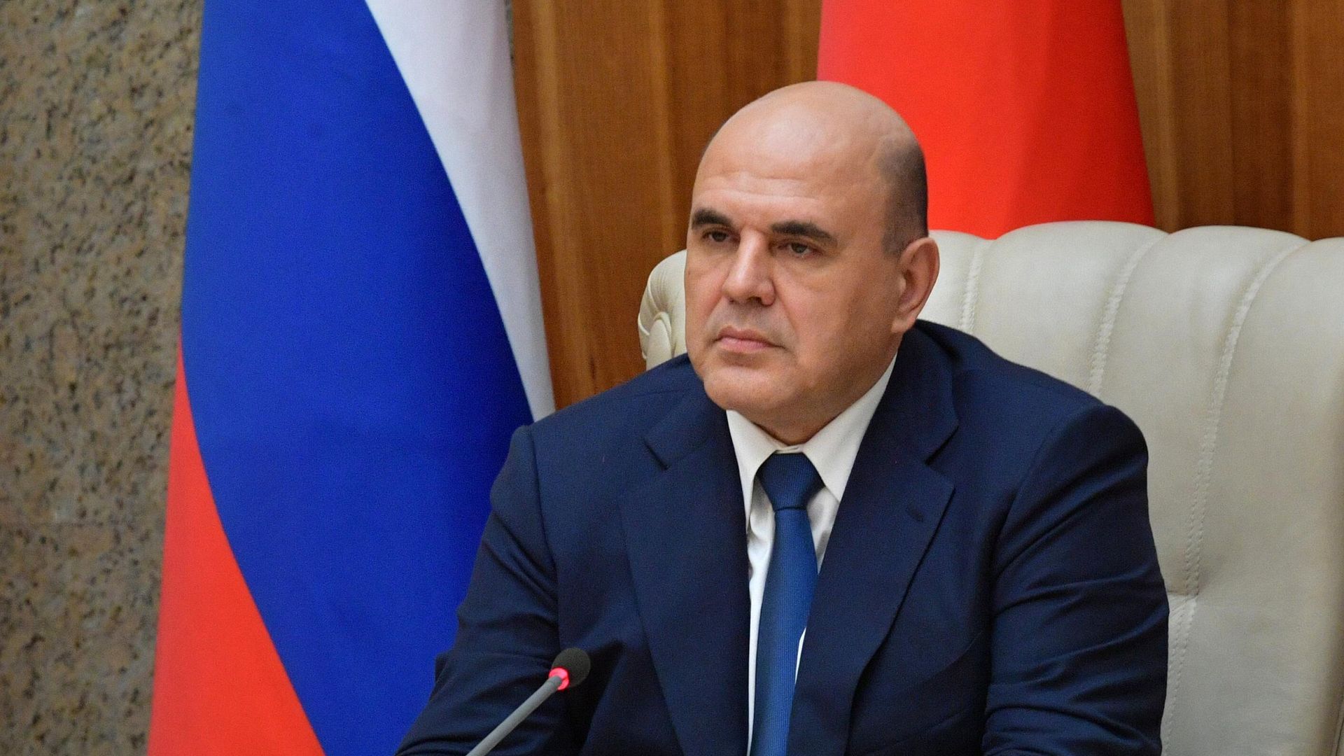 Председатель правительства РФ Михаил Мишустин во время переговоров с премьер-министром Белоруссии Романом Головченко Председатель правительства РФ Михаил Мишустин во время переговоров с премьер-министром Белоруссии Романом Головченко - РИА Новости, 1920, 16.04.2021