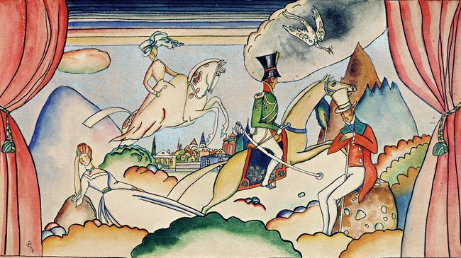 Картина Василия Кандинского Сцена с офицером. 1917