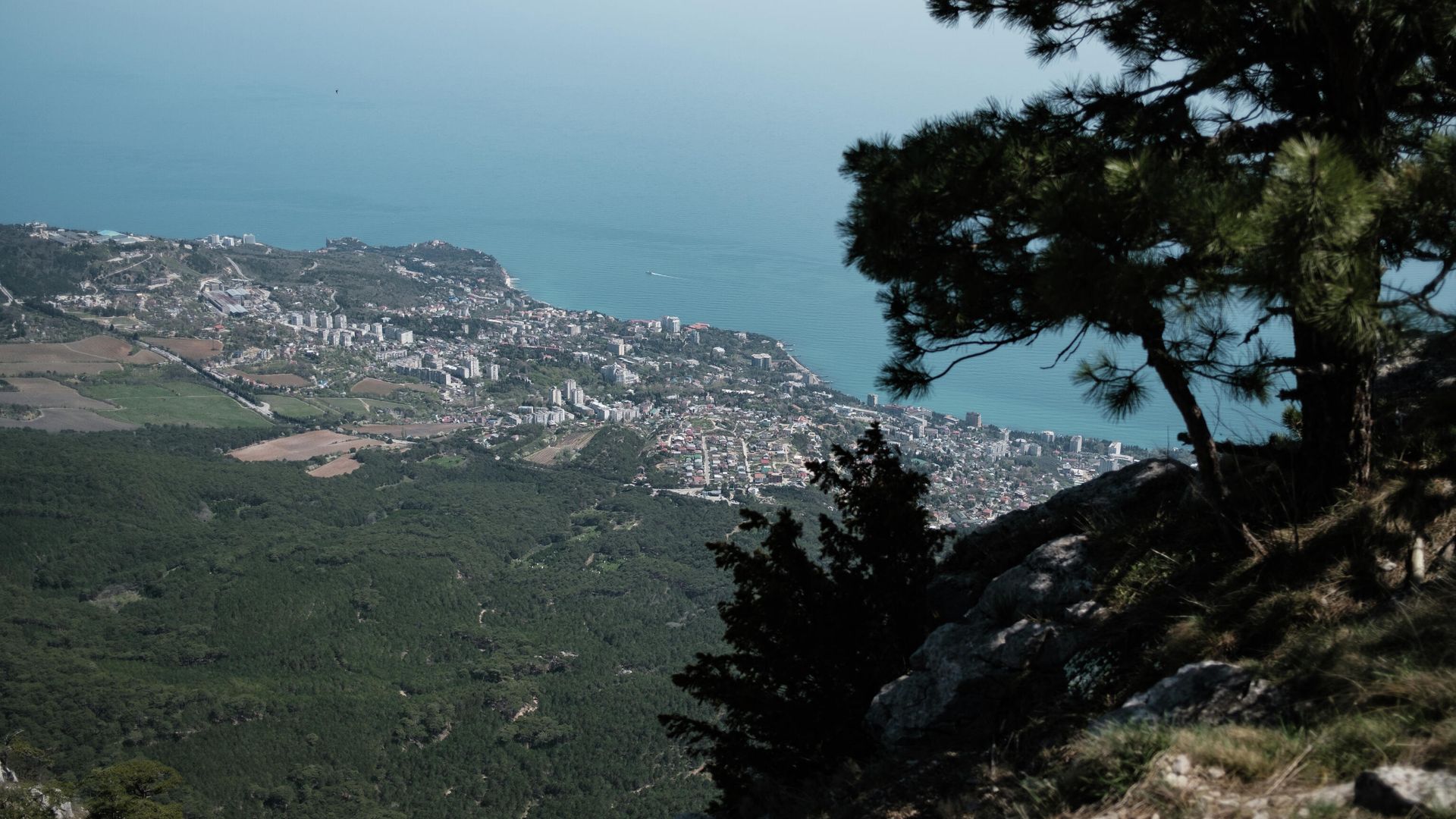 Вид на побережье Черного моря с вершины горы Ай-Петри в Крыму - РИА Новости, 1920, 02.02.2022