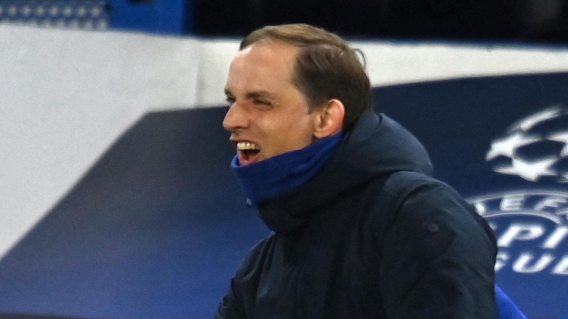 Chelsea's German head coach Thomas Tuchel celebrates after Chelsea's English midfielder Mason Mount (unseen) scored his team's second goal during the UEFA Champions League second leg semi-final football match between Chelsea and Real Madrid at Stamford Bridge in London on May 5, 2021. (Photo by Glyn KIRK / AFP) Chelsea's German head coach Thomas Tuchel celebrates after Chelsea's English midfielder Mason Mount (unseen) scored his team's second goal during the UEFA Champions League second leg semi-final football match between Chelsea and Real Madrid at Stamford Bridge in London on May 5, 2021. (Photo by Glyn KIRK / AFP) - РИА Новости, 1920, 06.05.2021