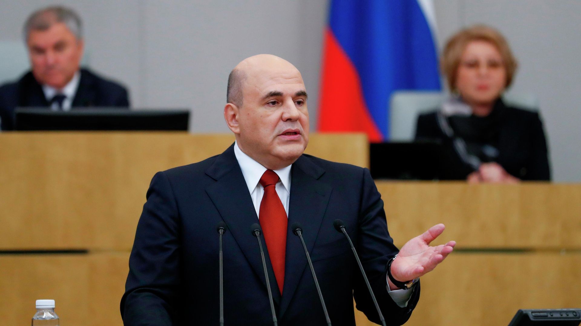 Председатель правительства РФ Михаил Мишустин выступает в Государственной думе РФ с отчетом о работе правительства за 2020 год Председатель правительства РФ Михаил Мишустин выступает в Государственной думе РФ с отчетом о работе правительства за 2020 год - РИА Новости, 1920, 12.05.2021