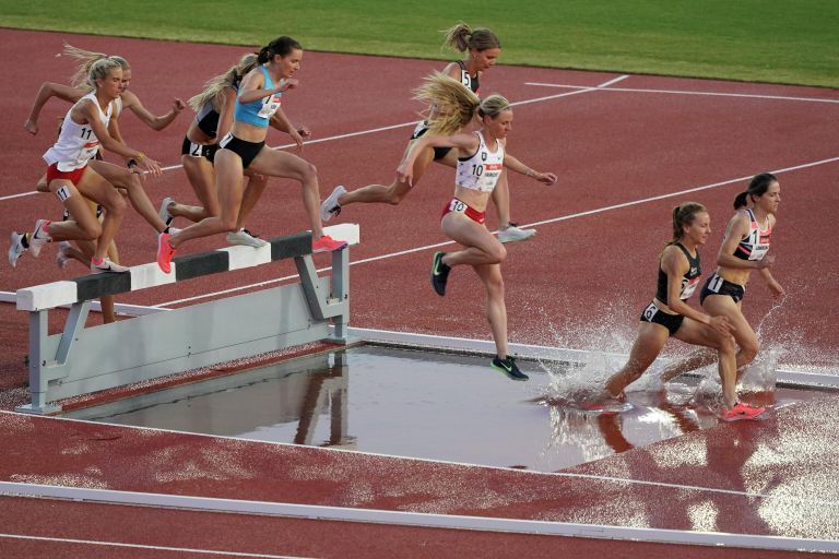 Атлеты во время соревнований USATF Golden Games 2021 Атлеты во время соревнований USATF Golden Games 2021
