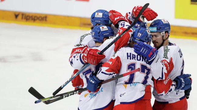 Ice Hockey - Euro Hockey Tour - Carlson Hockey Games - Czech Republic v Sweden - O2 Arena, Prague, Czech Republic - May 13, 2021 Czech Republic's Filip Zadina celebrates scoring their second goal with teammates REUTERS/David W Cerny