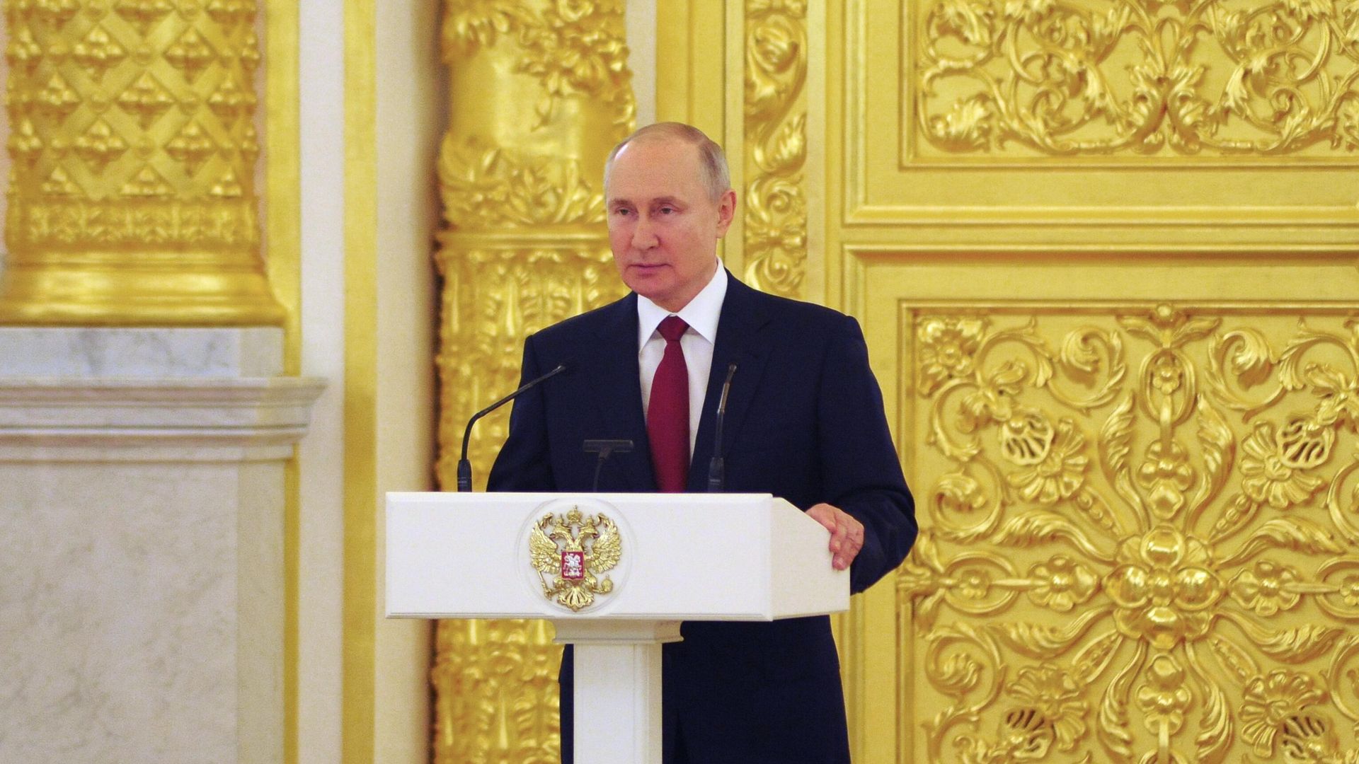 Президент России Владимир Путин выступает на церемонии вручения верительных грамот послами иностранных государств Президент России Владимир Путин выступает на церемонии вручения верительных грамот послами иностранных государств - РИА Новости, 1920, 21.05.2021