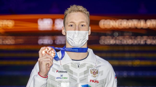 Андрей Минаков (Россия), завоевавший бронзовую медаль в финальном заплыве на 100 метров вольным стилем среди мужчин на чемпионате Европы по водным видам спорта в Будапеште.