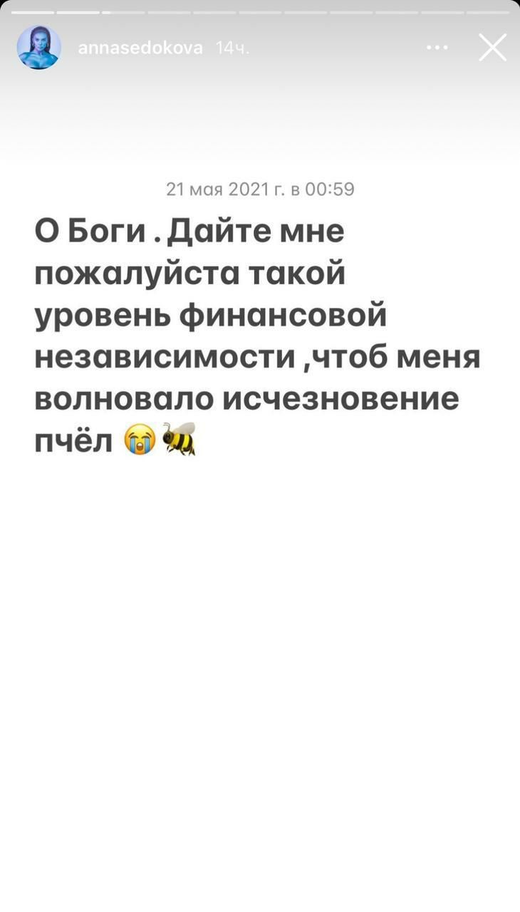 Скрин сторис из инстаграма Анны Седоковой Скрин сторис из инстаграма Анны Седоковой - РИА Новости, 1920, 21.05.2021