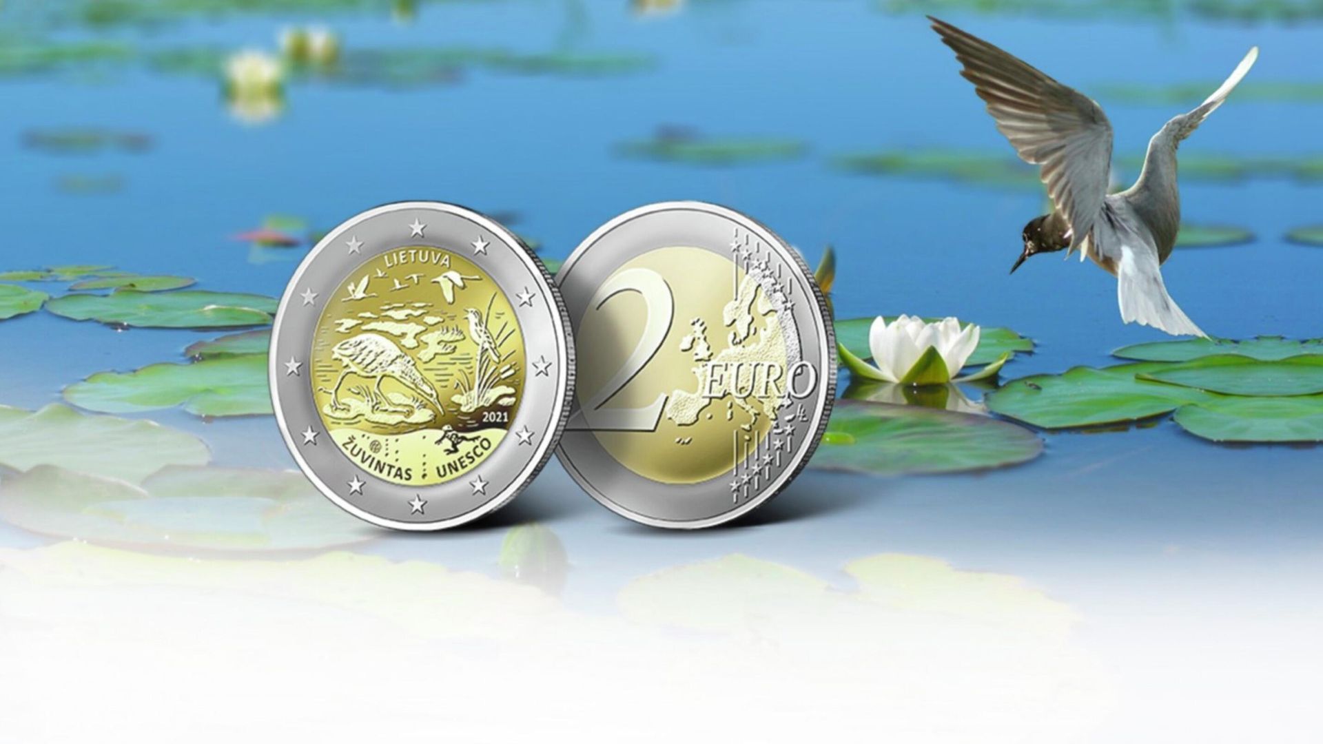 Памятные монеты номиналом 2 евро, предназначенные для литовского биосферного заповедника Жувинтас Памятные монеты номиналом 2 евро, предназначенные для литовского биосферного заповедника Жувинтас - РИА Новости, 1920, 28.05.2021