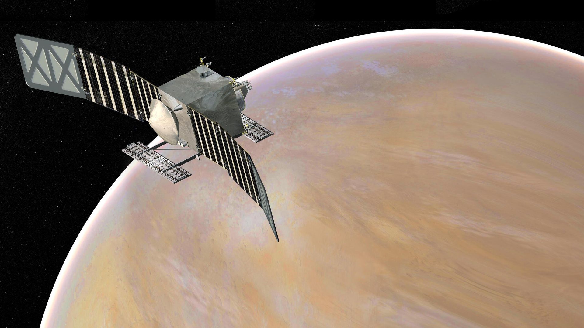Художественное представление межпланетной автоматической станции NASA VERITAS на орбите Венеры Художественное представление межпланетной автоматической станции NASA VERITAS на орбите Венеры - РИА Новости, 1920, 09.06.2021