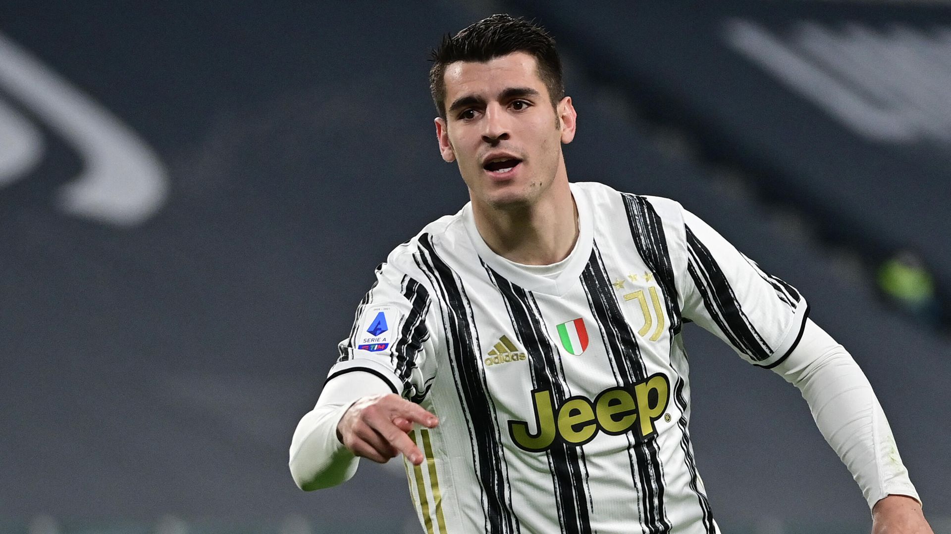 Juventus' Spanish forward Alvaro Morata celebrates after scoring a goal during the Italian Serie A football match between Juventus and Lazio at The Juventus Stadium in Turin, northern Italy on March 6, 2021. (Photo by MIGUEL MEDINA / AFP) Juventus' Spanish forward Alvaro Morata celebrates after scoring a goal during the Italian Serie A football match between Juventus and Lazio at The Juventus Stadium in Turin, northern Italy on March 6, 2021. (Photo by MIGUEL MEDINA / AFP) - РИА Новости, 1920, 15.06.2021