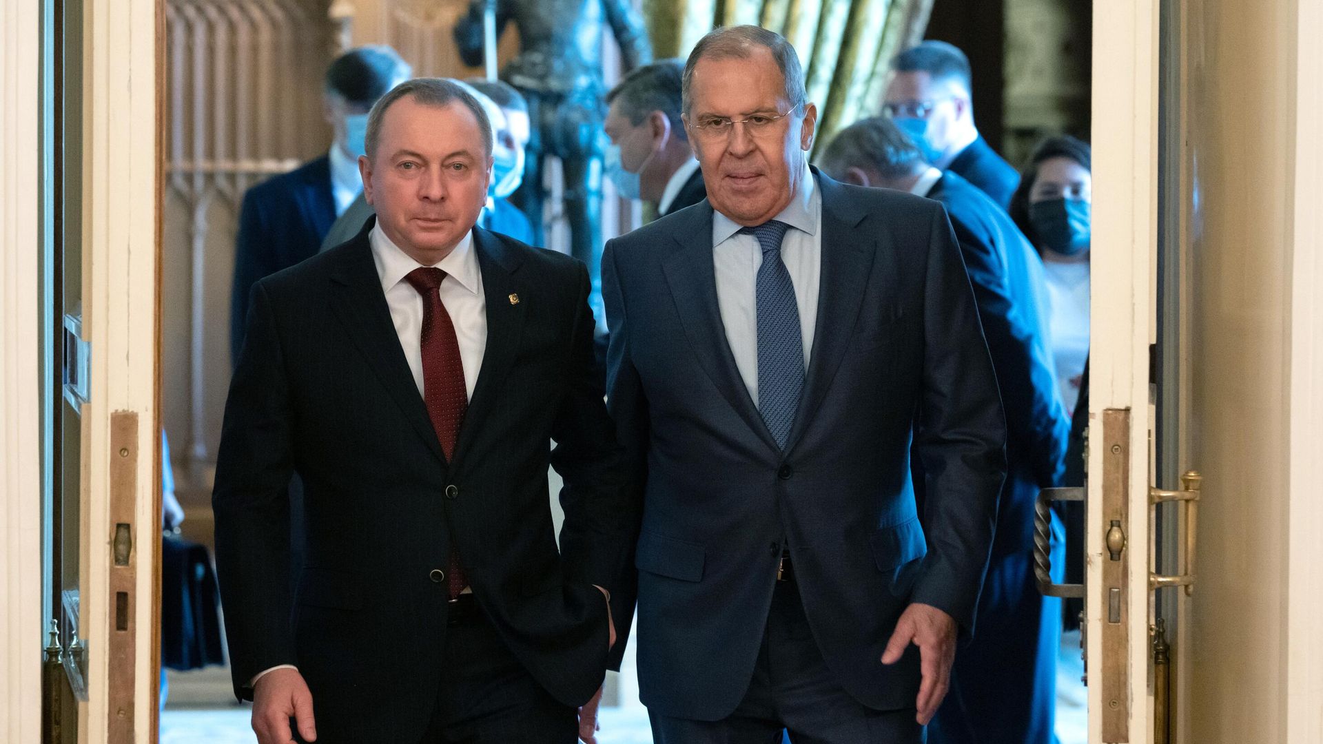 Министр иностранных дел России Сергей Лавров и министр иностранных дел Белоруссии Владимир Макей во время встречи в Москве Министр иностранных дел России Сергей Лавров и министр иностранных дел Белоруссии Владимир Макей во время встречи в Москве - РИА Новости, 1920, 18.06.2021