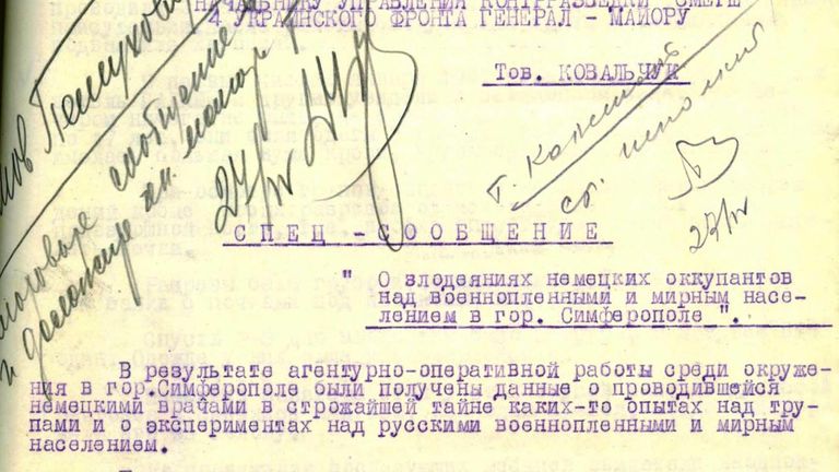 Документ о жестоких экспериментах нацистских врачей в Крыму Документ о жестоких экспериментах нацистских врачей в Крыму