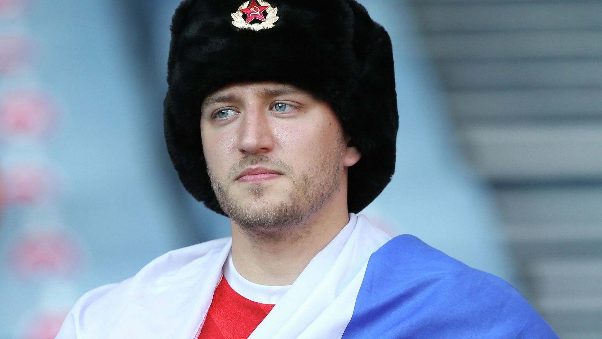 Болельщик сборной России на матче Украина - Швеция на ЕВРО-2020 Болельщик сборной России на матче Украина - Швеция на ЕВРО-2020 - РИА Новости, 1920, 29.06.2021