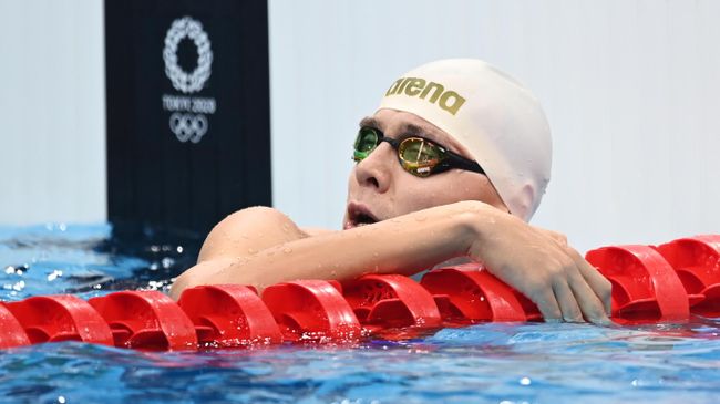 Российский спортсмен, член сборной России (команда ОКР) Александр Егоров после финиша в предварительном заплыве на 400 метров фристайлом среди мужчин на XXXII Олимпийских играх в Токио.
