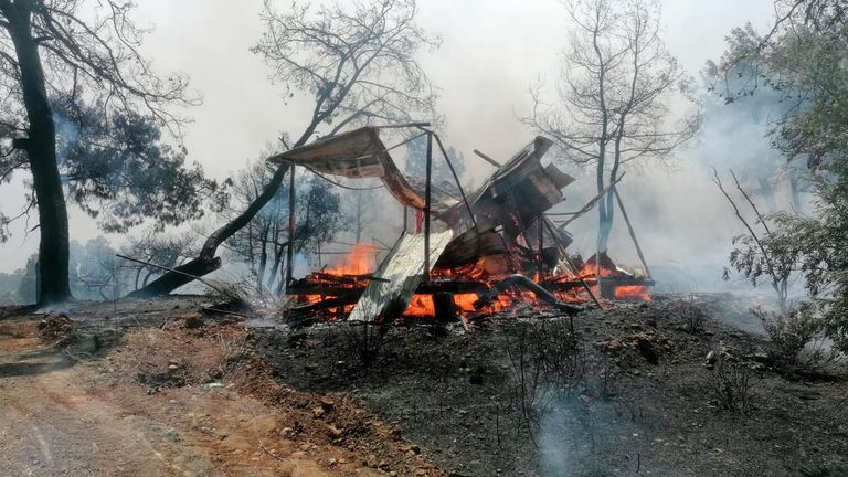 Лесной пожар в Анталье, Турция Лесной пожар в Анталье, Турция