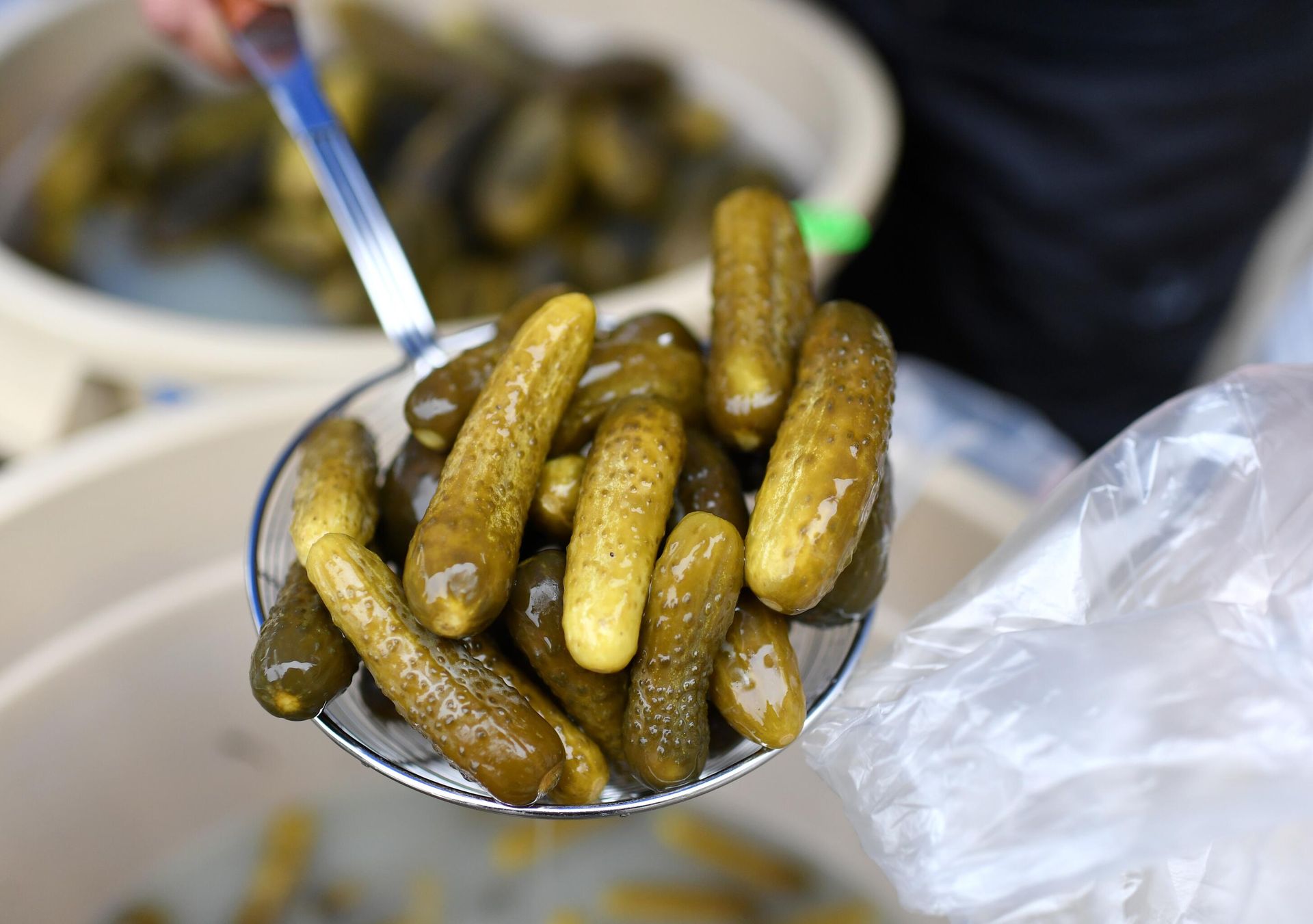 Прилавок с солеными огурцами на рынке Прилавок с солеными огурцами на рынке - РИА Новости, 1920, 30.07.2022