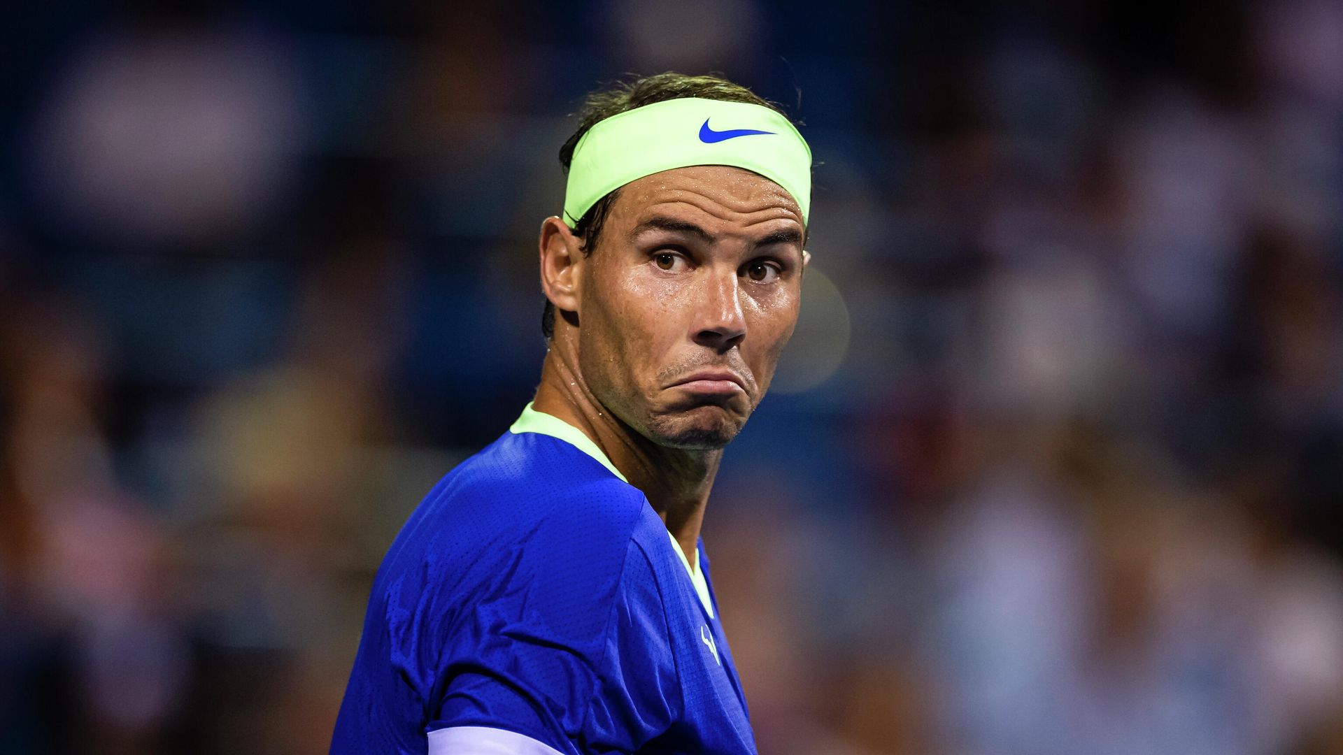 Aug 5, 2021; Washington, DC, USA; Rafael Nadal of Spain reacts after a play against Lloyd Harris of South Africa (not pictured) during the Citi Open at Rock Creek Park Tennis Center. Mandatory Credit: Scott Taetsch-USA TODAY Sports Aug 5, 2021; Washington, DC, USA; Rafael Nadal of Spain reacts after a play against Lloyd Harris of South Africa (not pictured) during the Citi Open at Rock Creek Park Tennis Center. Mandatory Credit: Scott Taetsch-USA TODAY Sports - РИА Новости, 1920, 11.08.2021