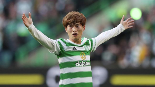 Soccer Football - Europa League - Third Qualifying Round - Second Leg - Celtic v FK Jablonec - Celtic Park, Glasgow, Scotland, Britain - August 12, 2021 Celtic's Kyogo Furuhashi reacts after scoring a goal that was later disallowed REUTERS/Scott Heppell