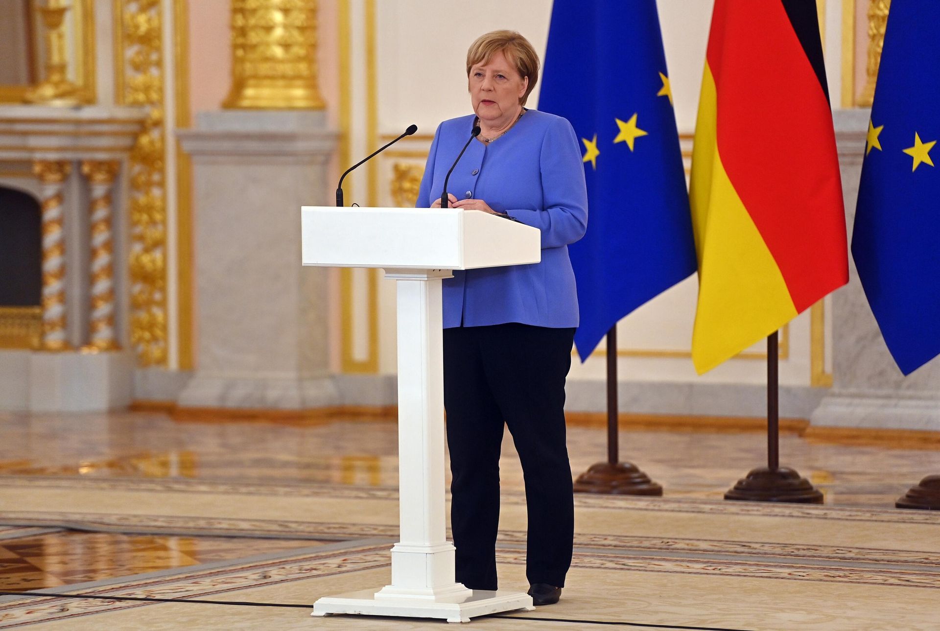 Федеральный канцлер Германии Ангела Меркель во время совместной с президентом РФ Владимиром Путиным пресс-конференции Федеральный канцлер Германии Ангела Меркель во время совместной с президентом РФ Владимиром Путиным пресс-конференции - РИА Новости, 1920, 07.11.2024