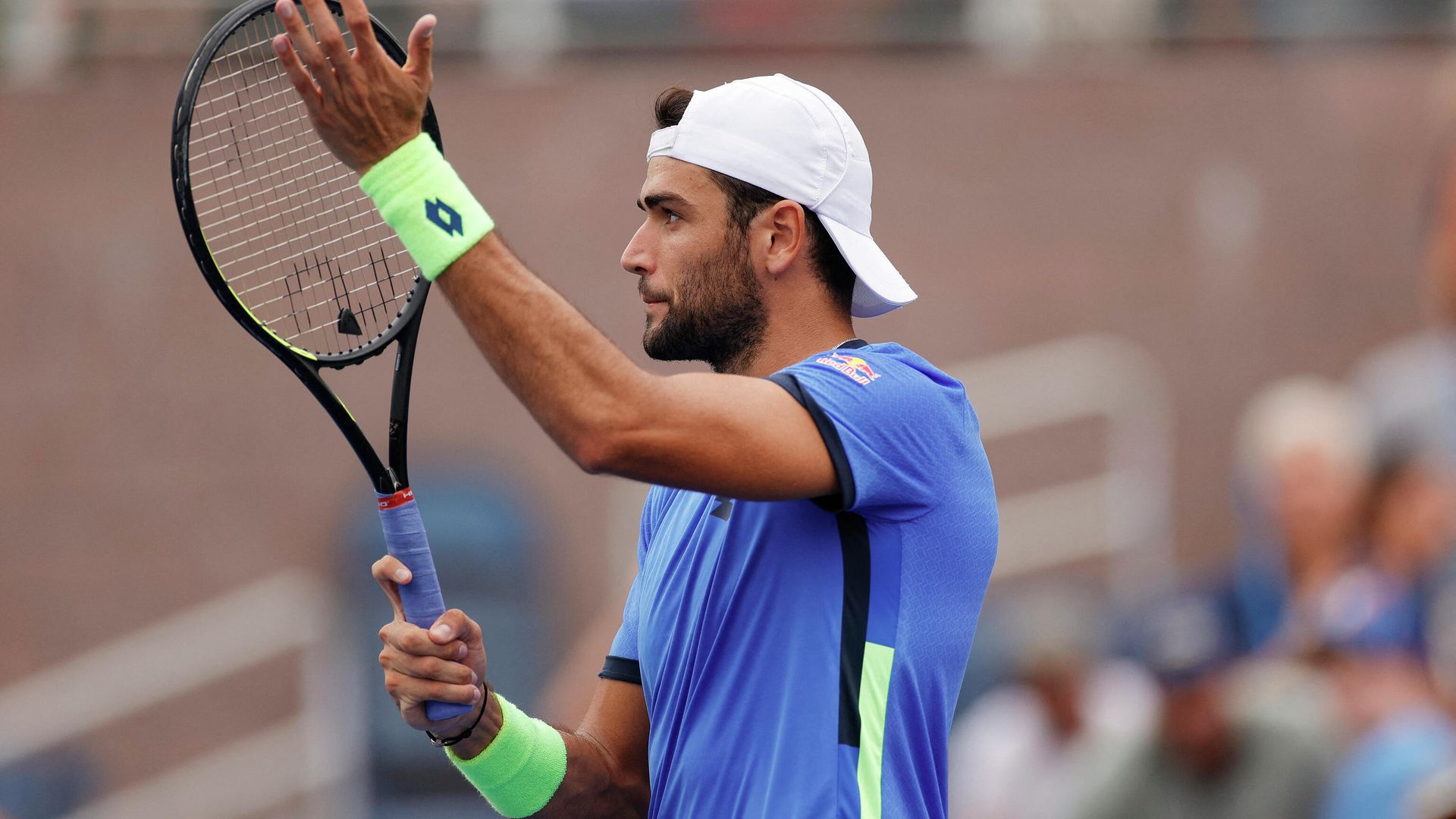 NEW YORK, NEW YORK - AUGUST 31: Matteo Berrettini of Italy celebrates after defeating Jeremy Chardy of France during his Men's Singles first round match on Day Two of the 2021 US Open at the Billie Jean King National Tennis Center on August 31, 2021 in the Flushing neighborhood of the Queens borough of New York City. Sarah Stier/Getty Images/AFP (Photo by Sarah Stier / GETTY IMAGES NORTH AMERICA / Getty Images via AFP) NEW YORK, NEW YORK - AUGUST 31: Matteo Berrettini of Italy celebrates after defeating Jeremy Chardy of France during his Men's Singles first round match on Day Two of the 2021 US Open at the Billie Jean King National Tennis Center on August 31, 2021 in the Flushing neighborhood of the Queens borough of New York City. Sarah Stier/Getty Images/AFP (Photo by Sarah Stier / GETTY IMAGES NORTH AMERICA / Getty Images via AFP) - РИА Новости, 1920, 01.09.2021